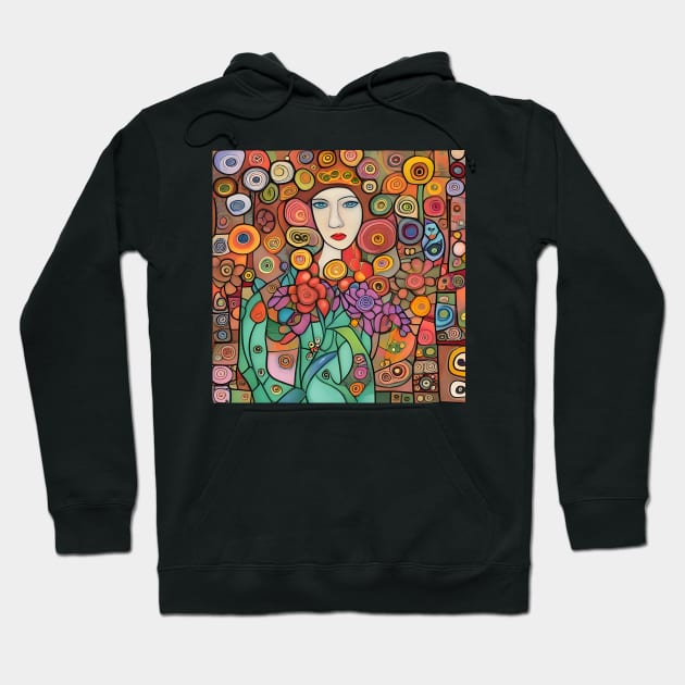 Woman with flowers Hoodie by Colin-Bentham